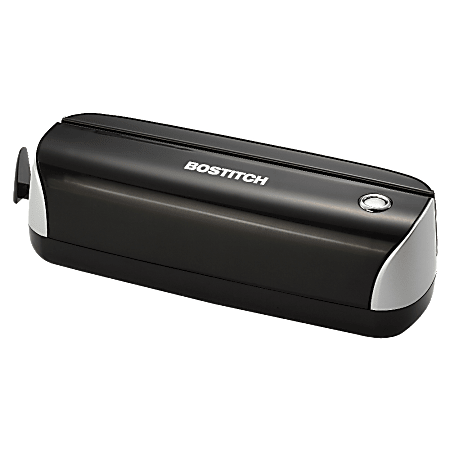 Stanley Bostitch Bostitch Electric Or Battery Powered 3 Hole Punch, Black/Silver