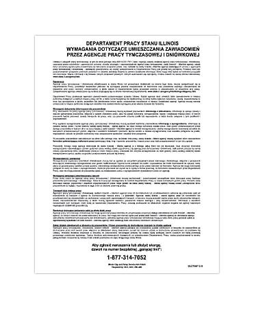 ComplyRight™ State Specialty Poster, Day And Temporary Labor Service Act, Polish, Illinois, 8-1/2" x 11"