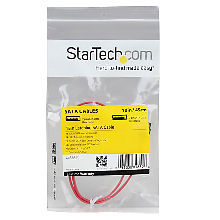 StarTech.com 18in Latching SATA Cable SATA hard drive cable with ...