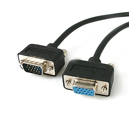 StarTech.com 15 ft Low Profile High Res Monitor VGA Extension Cable M/F - VGA extension cable - HD-15 (VGA) (F) to HD-15 (VGA) (M) - 15 ft - molded - black - for P/N: DP2VGAMM6, DP2VGAMM6B, HD2VGAMM6, MXT101MM, VGABNCMF1