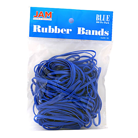 JAM Paper® Rubber Bands, Size 33, Blue, Bag Of 100 Rubber Bands