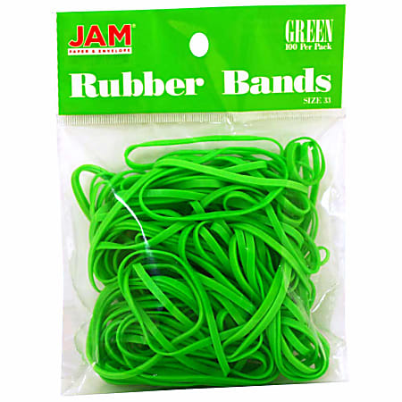 JAM Paper® Rubber Bands, Size 33, Green, Bag Of 100 Rubber Bands