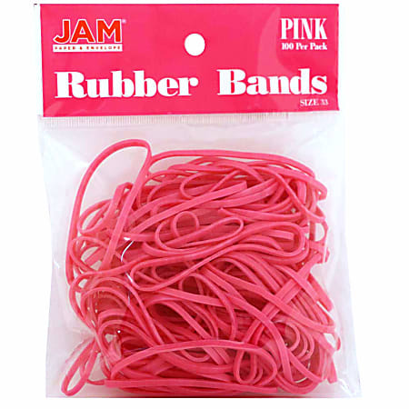 JAM Paper® Rubber Bands, Size 33, Pink, Bag Of 100 Rubber Bands