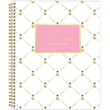 AT-A-GLANCE® Simplified by Emily Ley Customizable Academic Weekly/Monthly Planner, 8-1/2" x 5-1/2", Pineapple, July 2021 To June 2022, EL64-901A