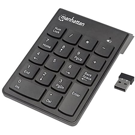 Manhattan 18 Key Numeric Wireless Keypad Black 178846 - Office Depot