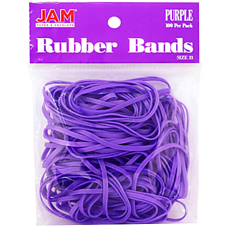 JAM Paper® Rubber Bands, Size 33, Purple, Bag Of 100 Rubber Bands