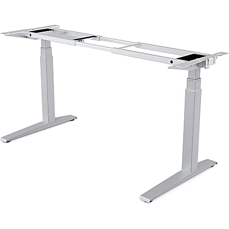 Fellowes Levado™ Height Adjustable Desk - Base Only - Silver T-shaped Base - 2 Legs - 24.50" Height x 27.50" Width x 60.06" Depth - Assembly Required