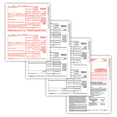 ComplyRight™ 1099-DIV Tax Forms Set, 4-Part, Copy A, B, C And/Or State, Laser, 8-1/2" x 11", Pack Of 10 Forms