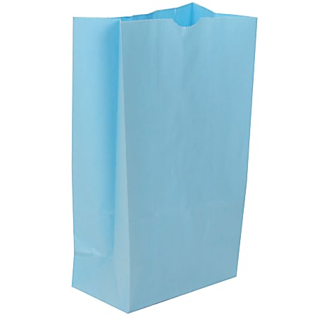 JAM Paper® Medium Kraft Lunch Bags, 9-3/4"H x 5"W x 3"D, Baby Blue, Pack Of 500 Bags