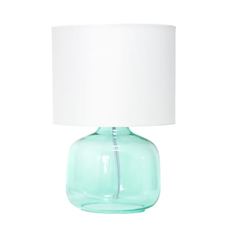 Simple Designs Glass Table Lamp, 13-3/4"H, White Shade/Aqua