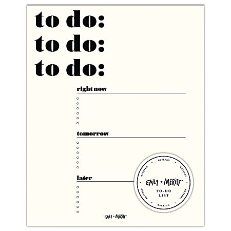 Emily Ley To-Do List Notepad, 6" x 7 1/2", 150 Pages (75 Sheets), Cream