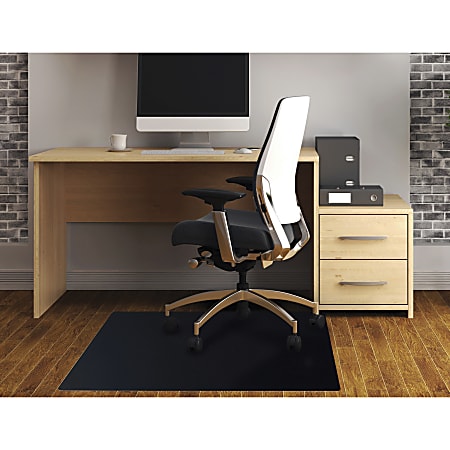 Advantagemat Black Vinyl Lipped Chair Mat for Hard Floor - 45