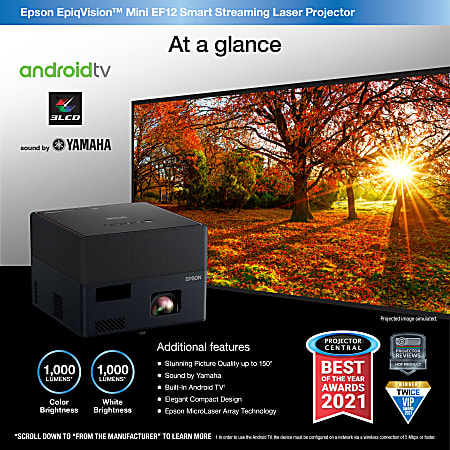 Epson EpiqVision Mini EF12 Streaming Laser Projector V11HA14020