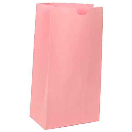 JAM Paper® Small Kraft Lunch Bags, 8"H x 4-1/8"W x 2-1/4", Baby Pink, Pack Of 500 Bags