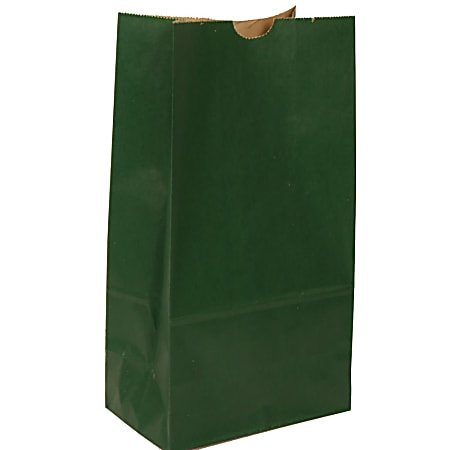 JAM Paper® Medium Kraft Lunch Bags, 9-3/4"H x 5"W x 3"D, Dark Green, Pack Of 500 Bags