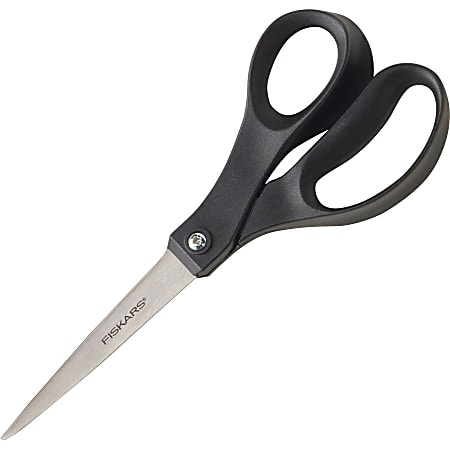 Fiskars Scissors - 8" Overall Length - Left/Right - Stainless Steel - Pointed Tip - Black - 1 Each