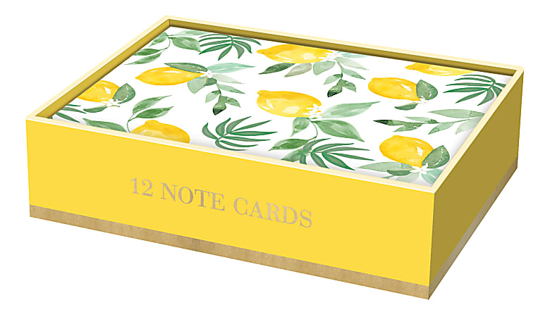 Lady Jayne Blank Note Cards With Envelopes, 3-1/2" x 5", Lemons, Pack Of 12 Cards