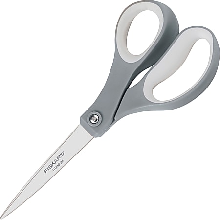 Fiskars Titanium Softgrip Scissors - 8" Overall Length - Titanium - Gray - 2 / Pack
