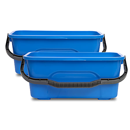 Gritt Commercial Plastic 3-Gallon Window & General Cleaning Buckets, Blue, Pack Of 2 Buckets