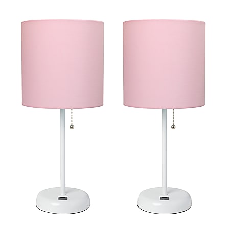 LimeLights Stick Lamps, 19-1/2"H, Light Pink Shade/White Base, Set Of 2 Lamps