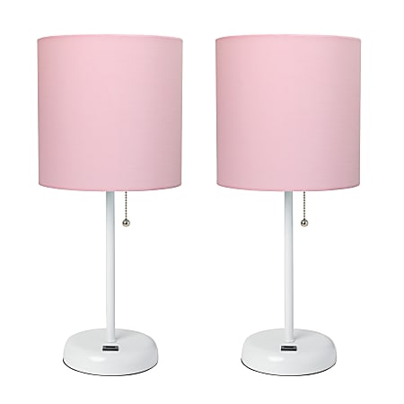 LimeLights Stick Lamps, 19-1/2"H, Light Pink Shade/White Base, Set Of 2 Lamps