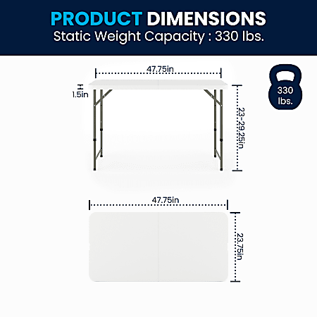 Flash Furniture 23.75-in x 47.75-in Outdoor Rectangle Plastic White Folding Table