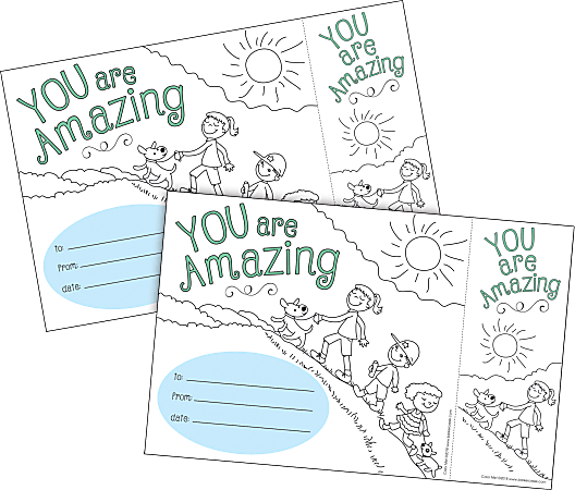 Barker Creek Color Me! Awards & Bookmarks Set, 8-1/2" x 5-1/2", You Are Amazing, Set Of 60 Awards