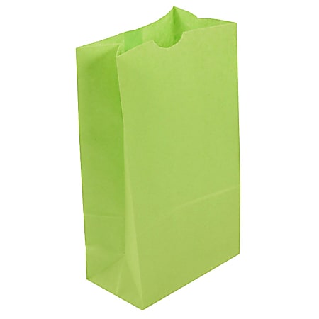 JAM Paper® Kraft Lunch Bags, 11"H x 6"W x 3-3/4"D, Lime Green, Box Of 500 Bags