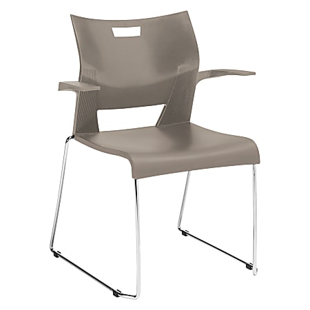 Global® Duet Stacking Chair With Arms, Latte Beige/Chrome