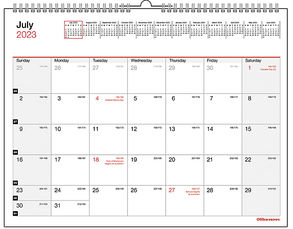 2023-2024 Office Depot® Brand Monthly Academic Wall Calendar,