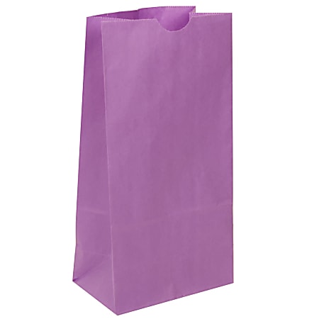 JAM Paper® Small Kraft Lunch Bags, 8"H x 4-1/8"W x 2-1/4", Purple, Pack Of 500 Bags
