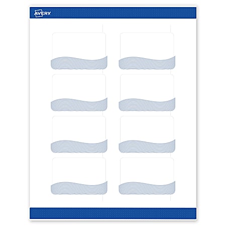 Avery® Printable Labels With Sure Feed® Technology, S00-ETZ, Rectangle, 2" x 3", Matte White With Preprinted Blue Waves Design, Pack Of 80