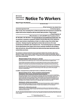 ComplyRight™ State Specialty Poster, Notice Workers/Construction Projects, English, Minnesota, 8-1/2" x 14"