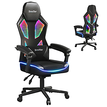 Bestier Ergonomic Gaming Chair With Integrated LED Lights, Black