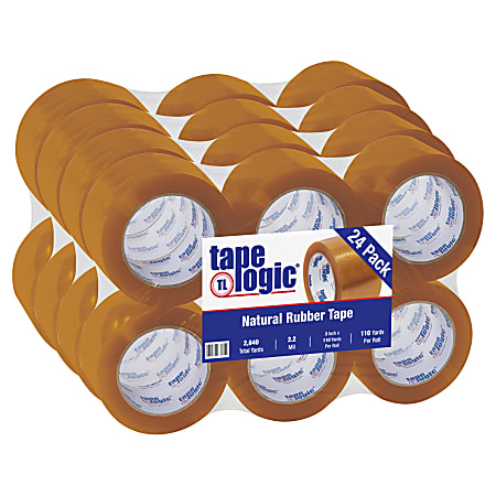 Tape Logic® #51 Natural Rubber Tape, 3" Core, 3" x 110 Yd., Clear, Case Of 24