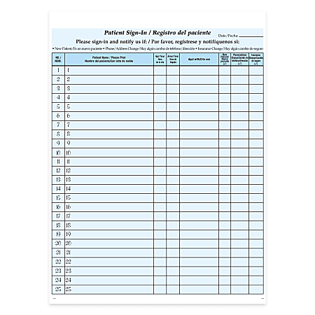HIPAA-Compliant Bilingual Patient/Visitor Privacy Sign-In Sheets,