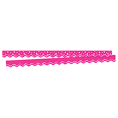 Barker Creek Scalloped-Edge Border Strips, 2 1/4" x 36", Happy Hot Pink, Pre-K To College, Pack Of 26