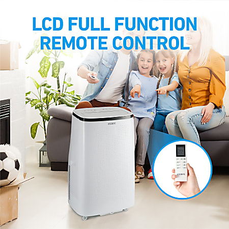 COBY Portable Air Conditioner 4 in 1 AC Unit Heater Dehumidifier Fan 15000 BTU 31 H x 18 34 W x 15 12 D White Office Depot