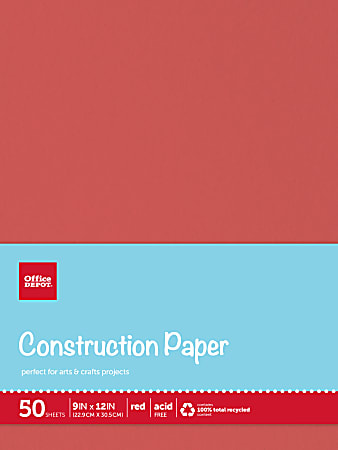 Office Depot Brand Construction Paper 9 x 12 100percent Recycled