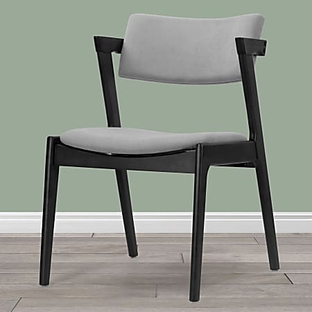 Glamour Home Auden Upholstered Fabric Dining Accent Chairs, Light Gray/Black, Pack Of 2 Chairs