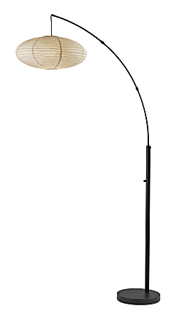 Adesso® Corrine Arc Floor Lamp, 80"H, Off-White Shade/Black Base