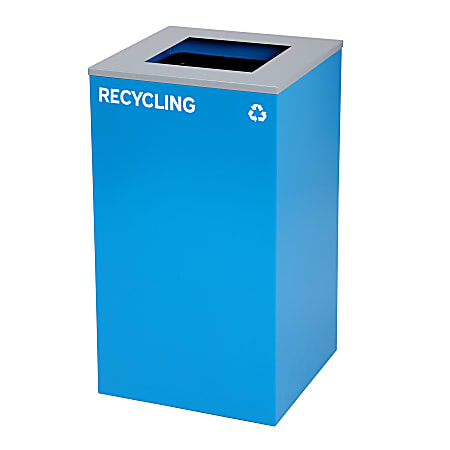 Alpine Industries Stainless Steel Recycling Bin With Square Lid, 29 Gal, 30”H x 16-15/16”W x 16-15/16”D, Blue, ALP4450KITBLUSRE