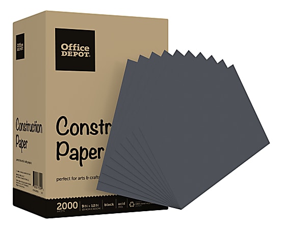 Office Depot Brand Construction Paper 9 x 12 100percent Recycled Black Pack  Of 2000 Sheets - Office Depot