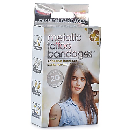 MediAid Tattoo Bandages, 1" x 3", Metallic/Translucent, Pack Of 20
