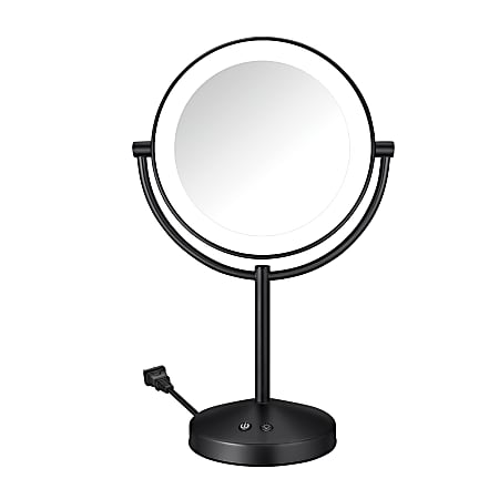 Conair® Halo Double-Sided Lighted Vanity Makeup Mirror, 8-1/2”H x 8-1/2”W x 8-1/2”D, Matte Black