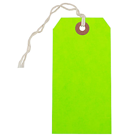 JAM Paper® Medium Gift Tags, 4-3/4" x 2-3/8", Neon Green, Pack Of 10 Tags