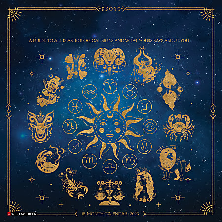 2026 Willow Creek Press Art & Design Monthly Wall Calendar, 12" x 12", Astrology, January To December, 55274
