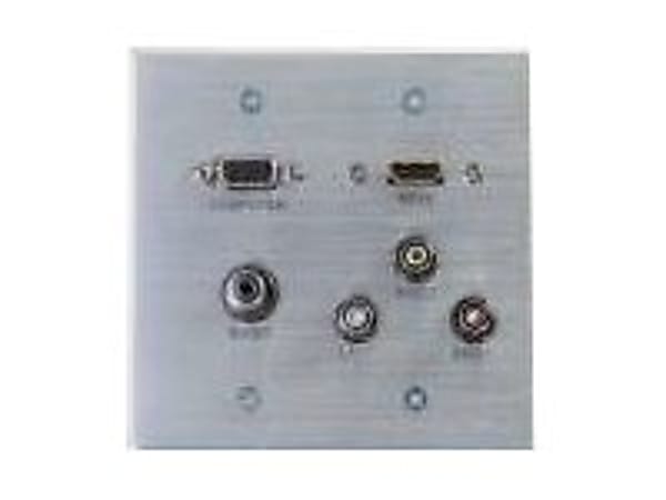 C2G HDMI, VGA, 3.5mm, Composite Video & Stero Audio Pass Through Wall Plate - Aluminum - 1 x HDMI Port(s) - 1 x Mini-phone Port(s) - 1 x VGA Port(s)