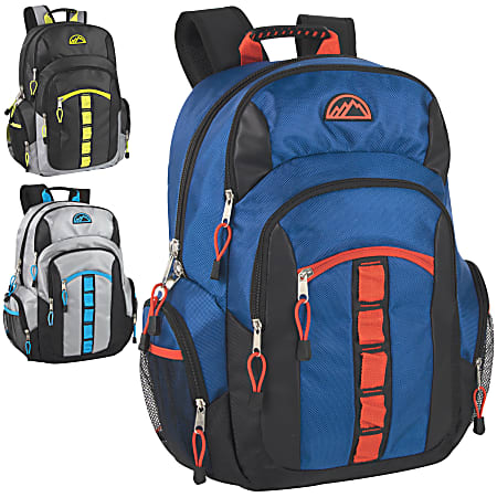 Trailmaker Multi-Pocket Backpacks, 3 Assorted Colors, Set Of