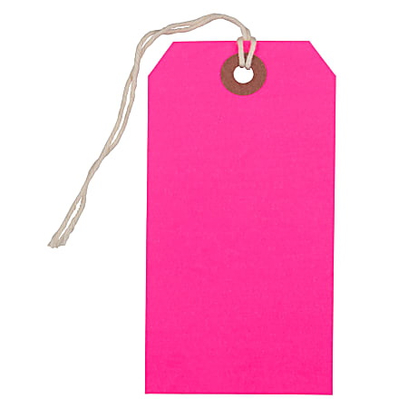 JAM Paper® Medium Gift Tags, 4-3/4" x 2-3/8", Neon Pink, Pack Of 10 Tags